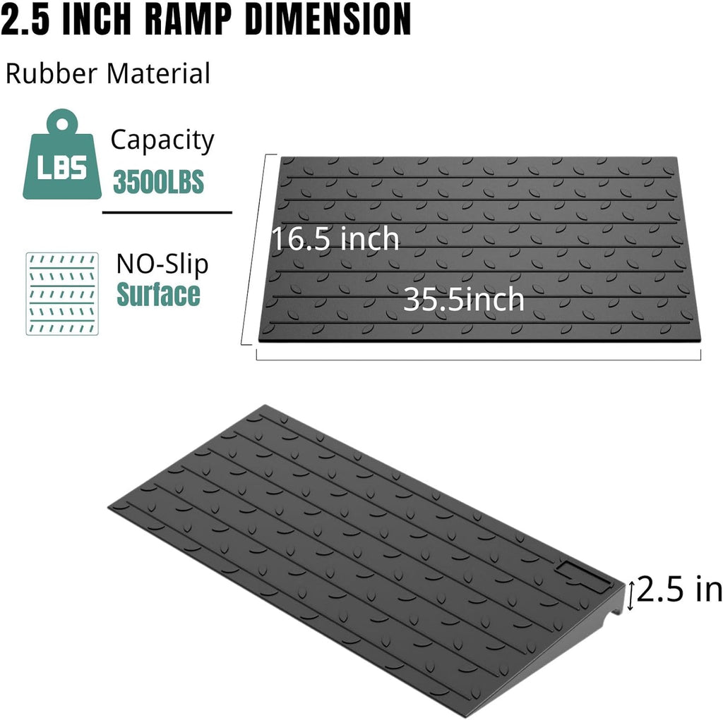 BESEA Rubber Threshold Ramp for Wheelchair, No-Slip Surface, 3500 lb Load

