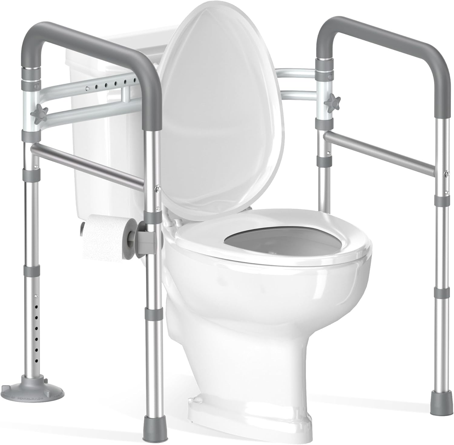 Soundfuse Adjustable Foldable Toilet Safety Rails for Seniors, 350 lb Capacity

