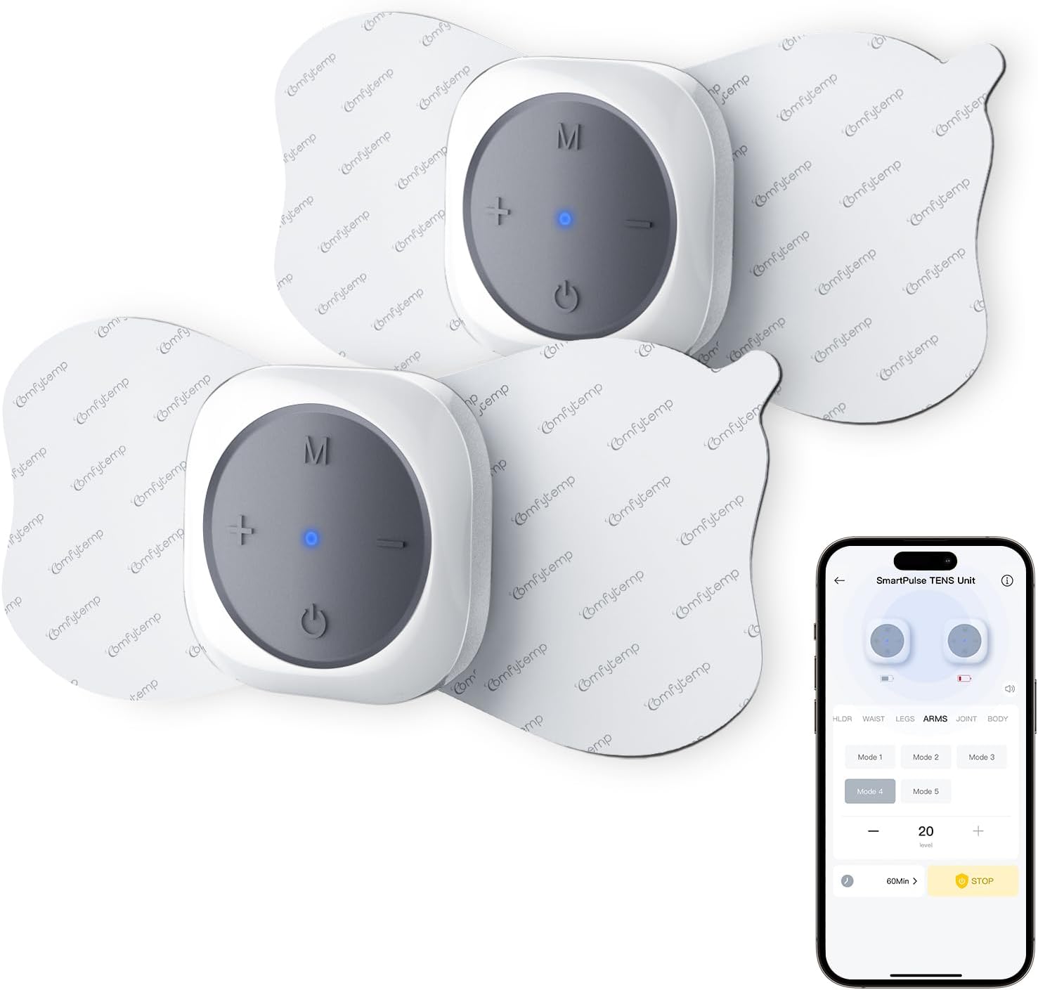 Comfytemp Wireless TENS Unit Muscle Stimulator for Pain Relief, App-Controlled

