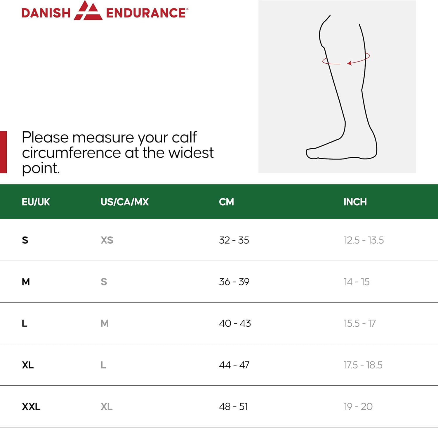 Danish Endurance Calf Compression Sleeve 21–26 mmHg for Legs and Shin Support

