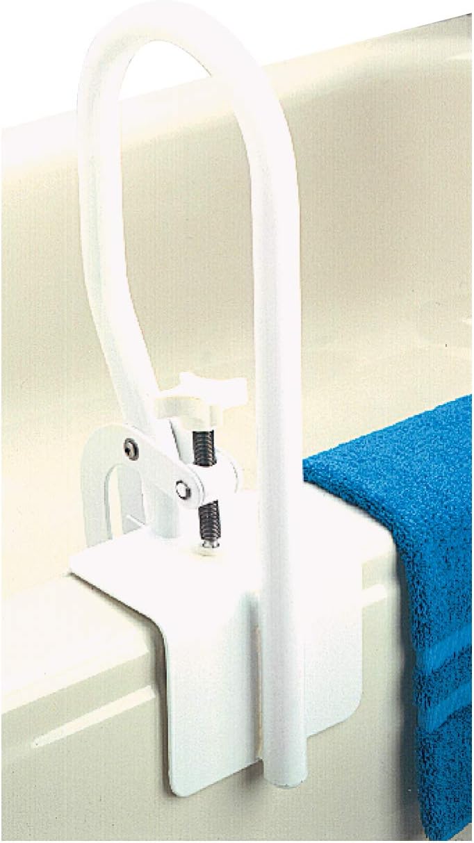 Carex White Bathtub Grab Bar Rail for Bathroom Tub Shower Clamp Handle Support

