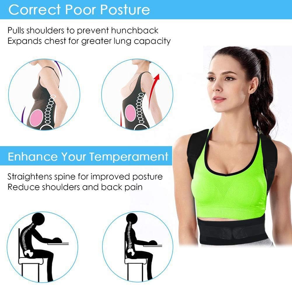 Thoracic Back Brace Posture Corrector with Magnetic Support, Adjustable Belt

