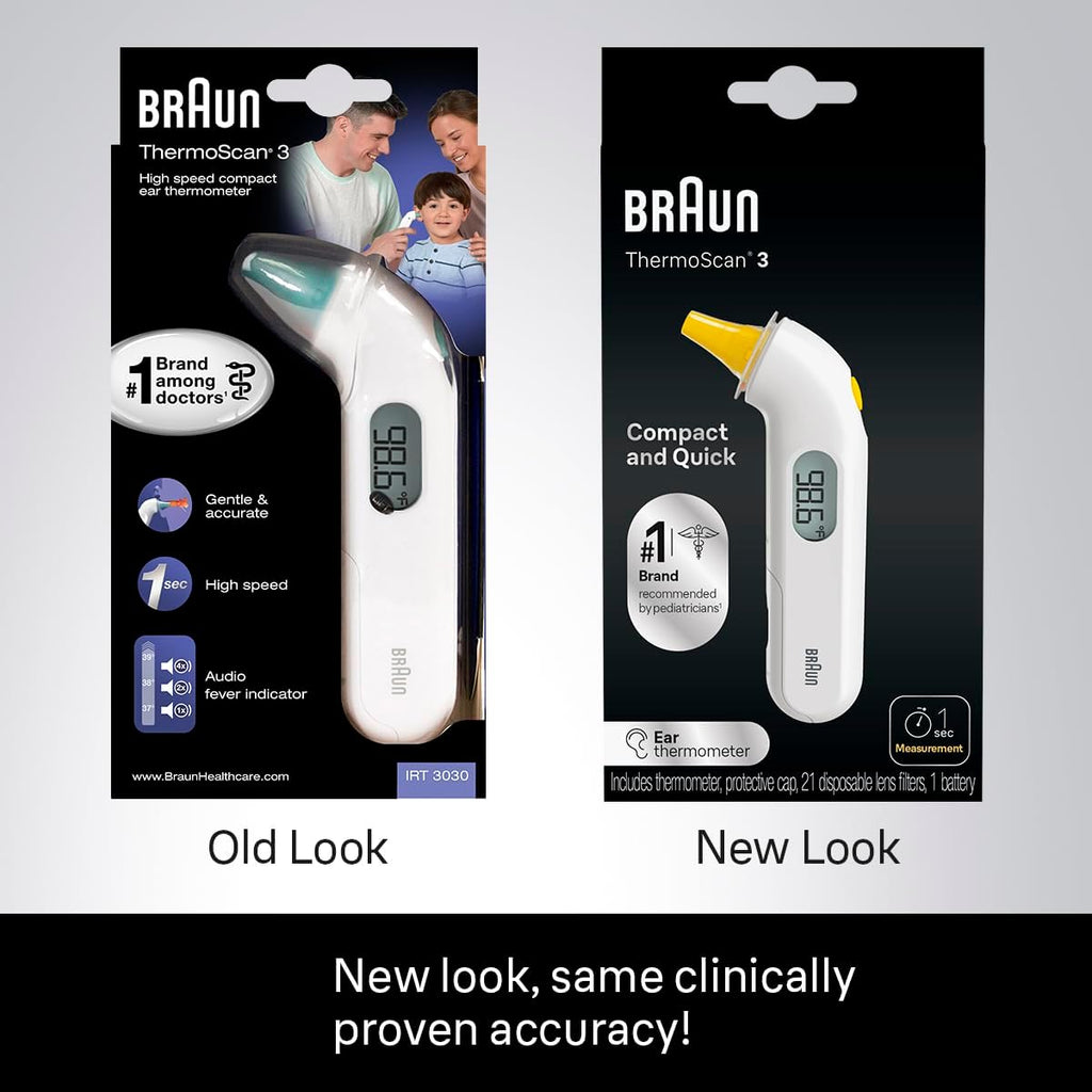 Braun ThermoScan 3 Ear Thermometer, Fast 1-Second Fever Reading, Audio Indicator

