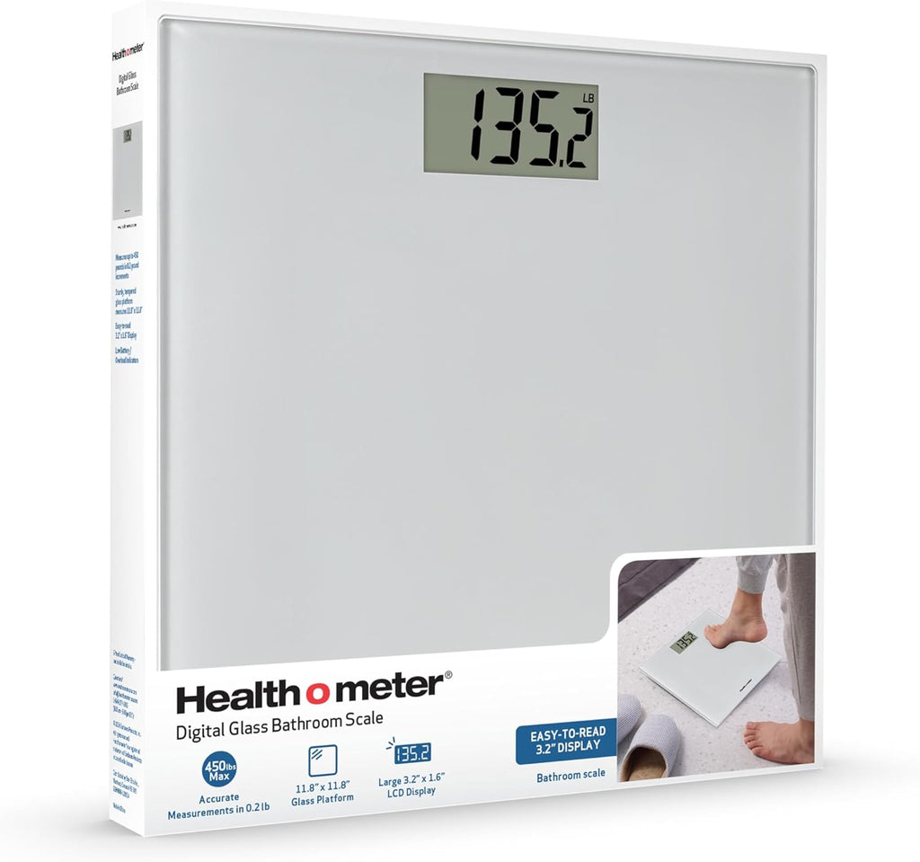Health o meter Compact Digital Bathroom Scale, 450 lb, 3.2 in LCD, Tempered Platform

