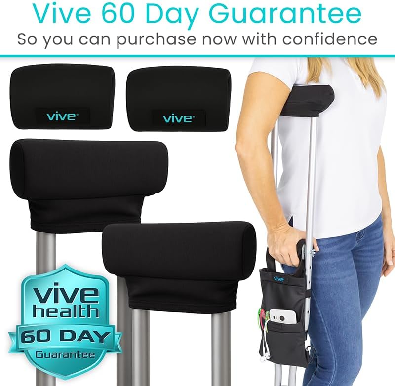 Vive Crutch Pads, Hand Grips, and Pouch Accessory Kit for Adults

