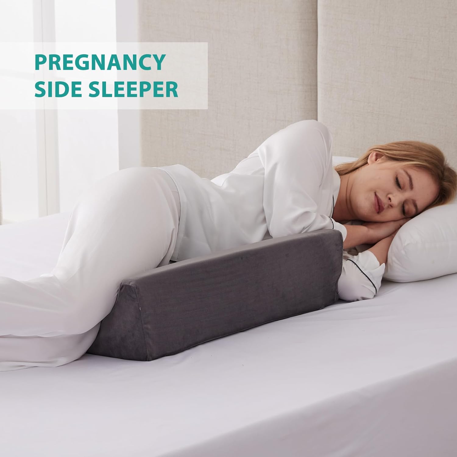 Bedluxe Wedge Pillow for Side Sleeping Comfort Foam Back Support Body Positioner

