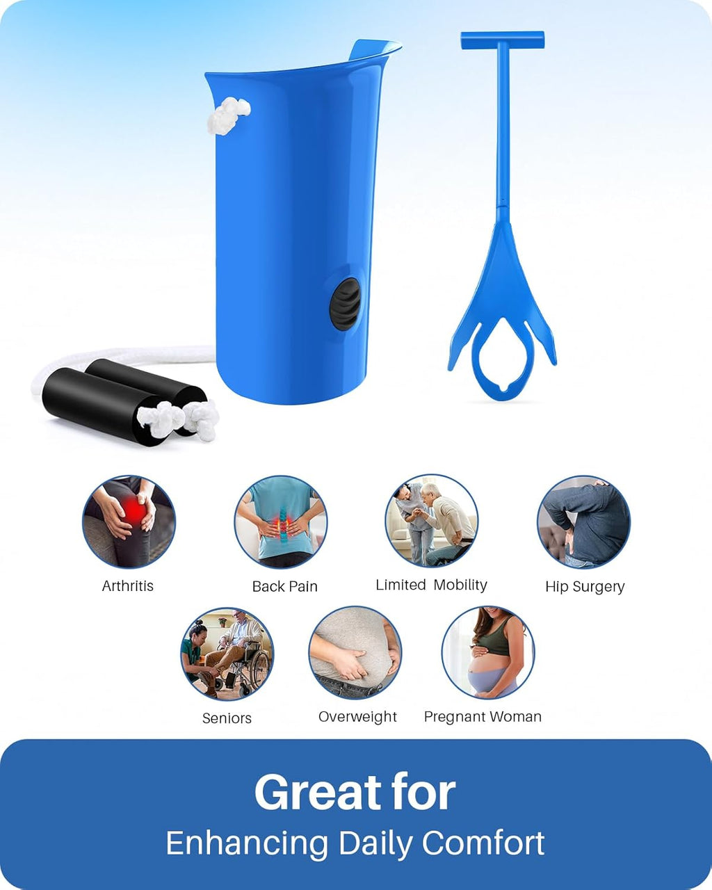 Jellas Sock Aid Kit with Rope Assist for Seniors, Long Sock Helper

