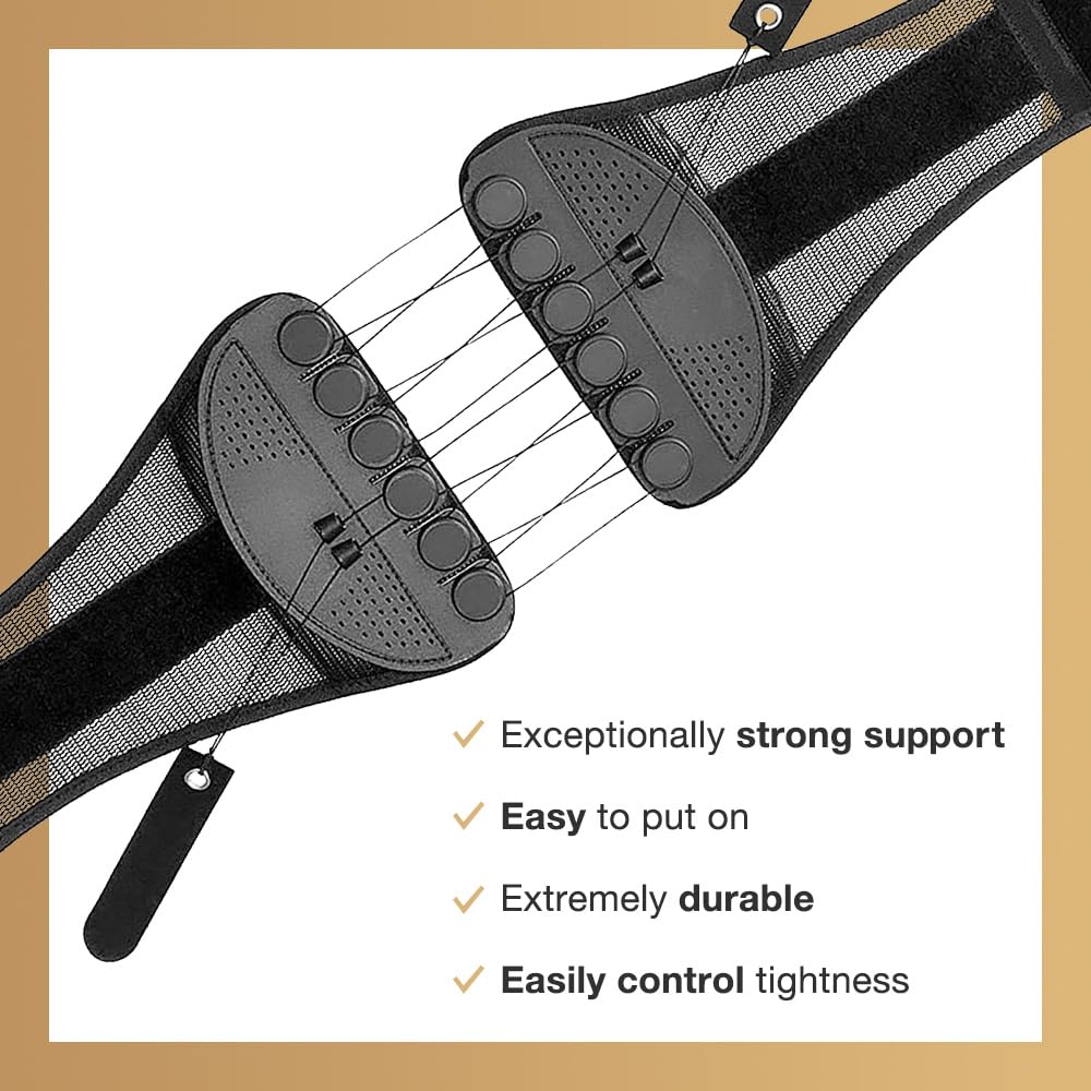 GUARDNER Lumbar Support Back Brace with Adjustable Belt, Breathable Posture Support

