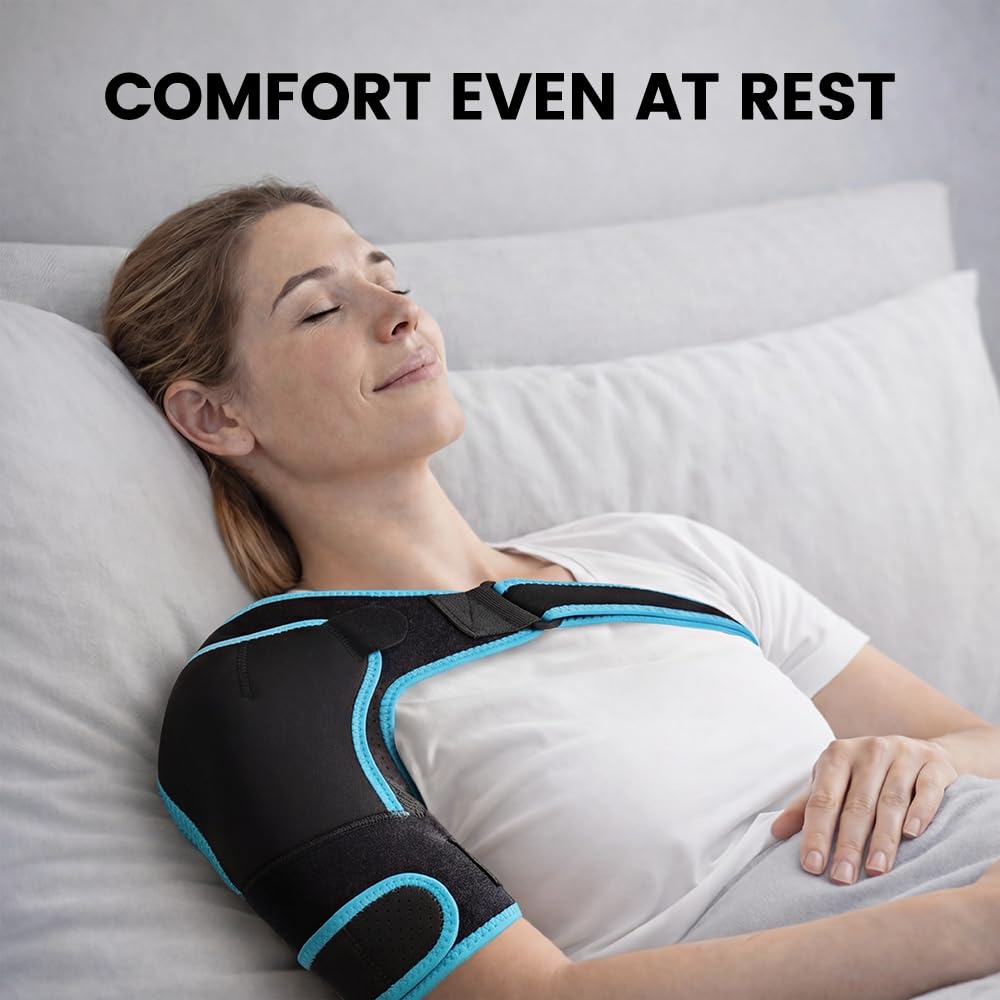 Shoulder Brace with Reusable Gel Ice Pack, Rotator Cuff Support Wrap for Cold & Hot

