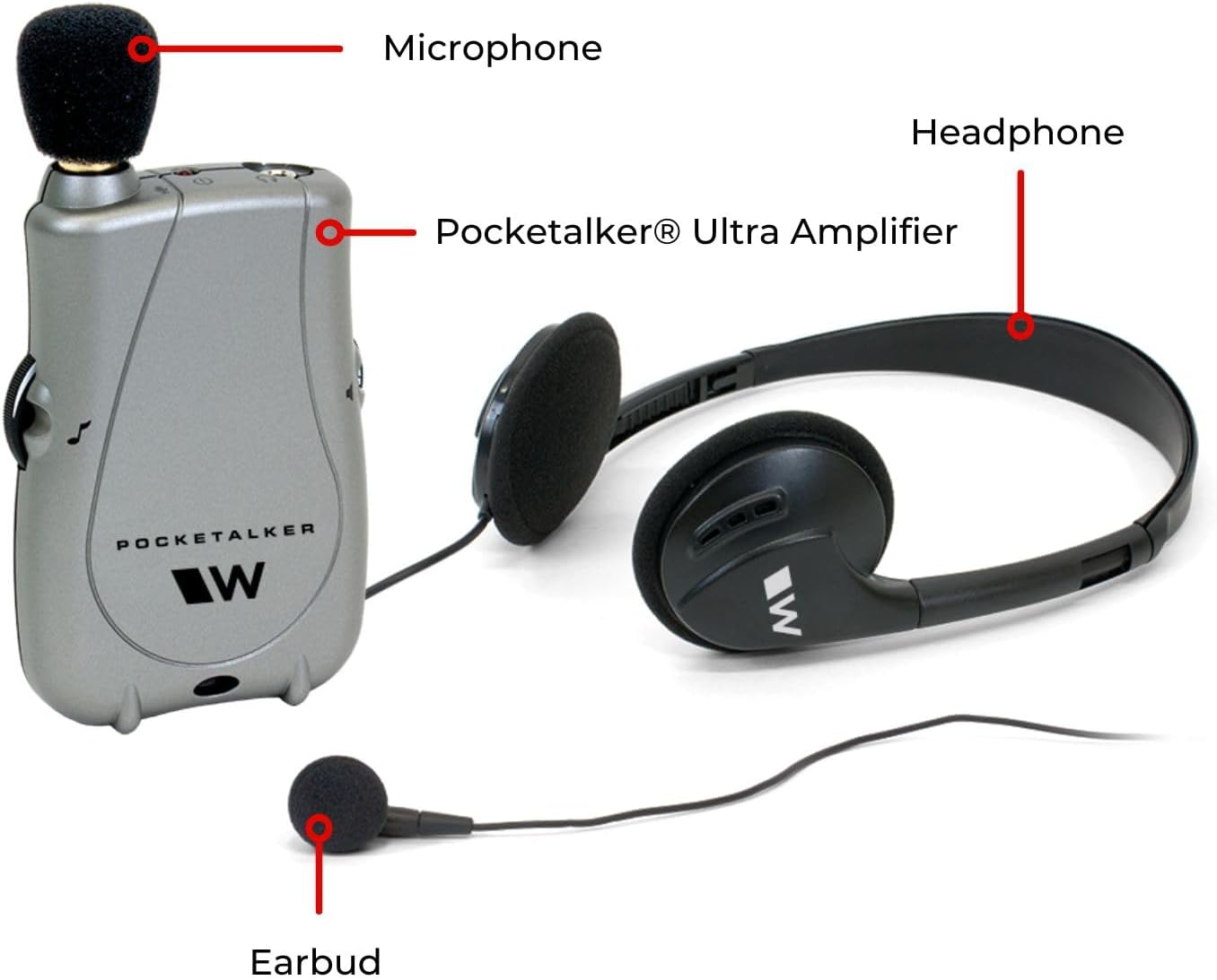Williams Sound Pocketalker Ultra Hearing Amplifier Assistive Listening Device with Earbuds

