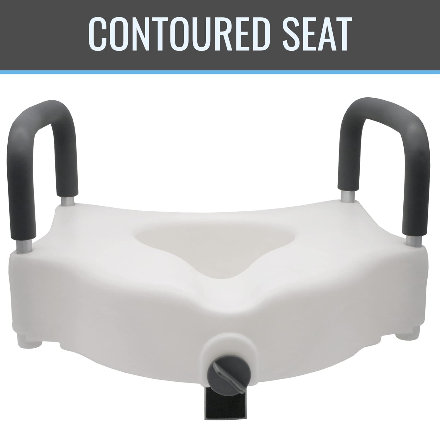 DMI Raised Locking Toilet Seat with Padded Armrests, 5-Inch Riser, 250 lb

