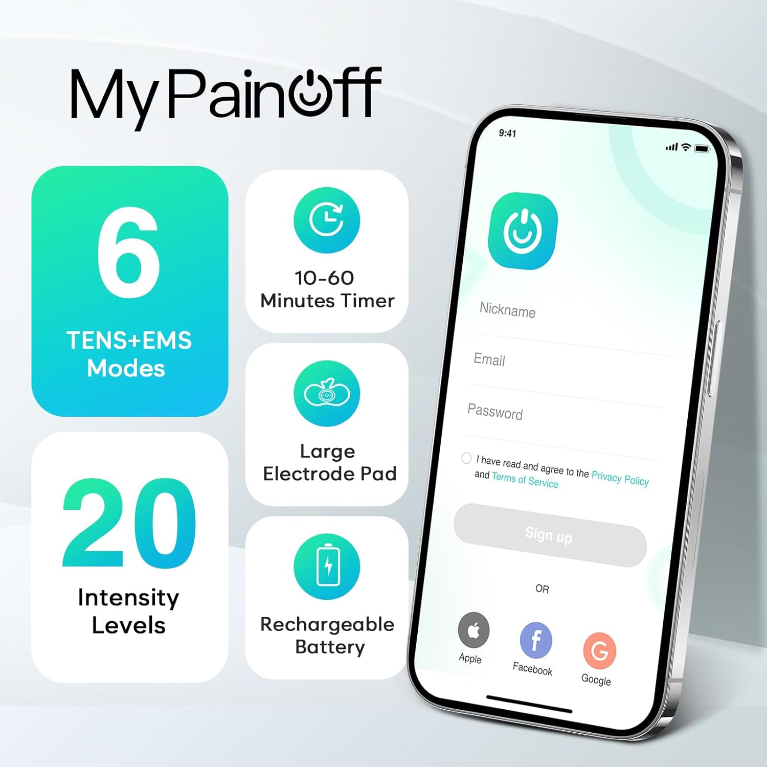 Easy@Home Wireless TENS Unit with MyPainOff App Remote Control, EMS/TENS Massager

