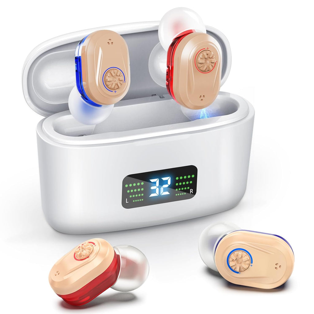 Rechargeable HD Digital Hearing Aids for Seniors with Noise Reduction and Charging Case

