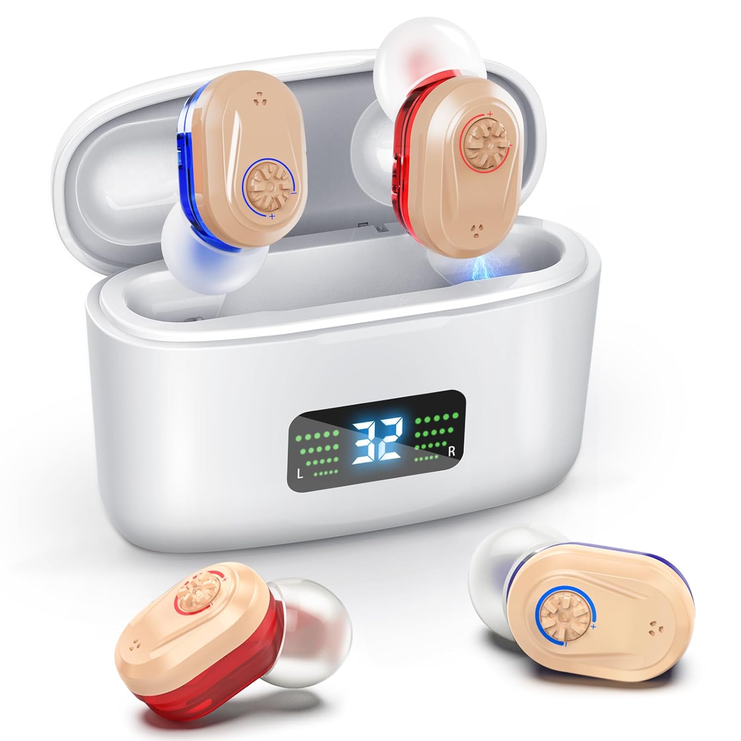 Rechargeable HD Digital Hearing Aids for Seniors with Noise Reduction and Charging Case

