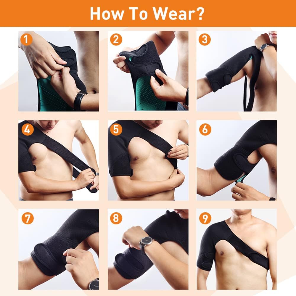 HUEGLO Shoulder Brace Stabilizer for Rotator Cuff Support, AC Joint Pain Relief

