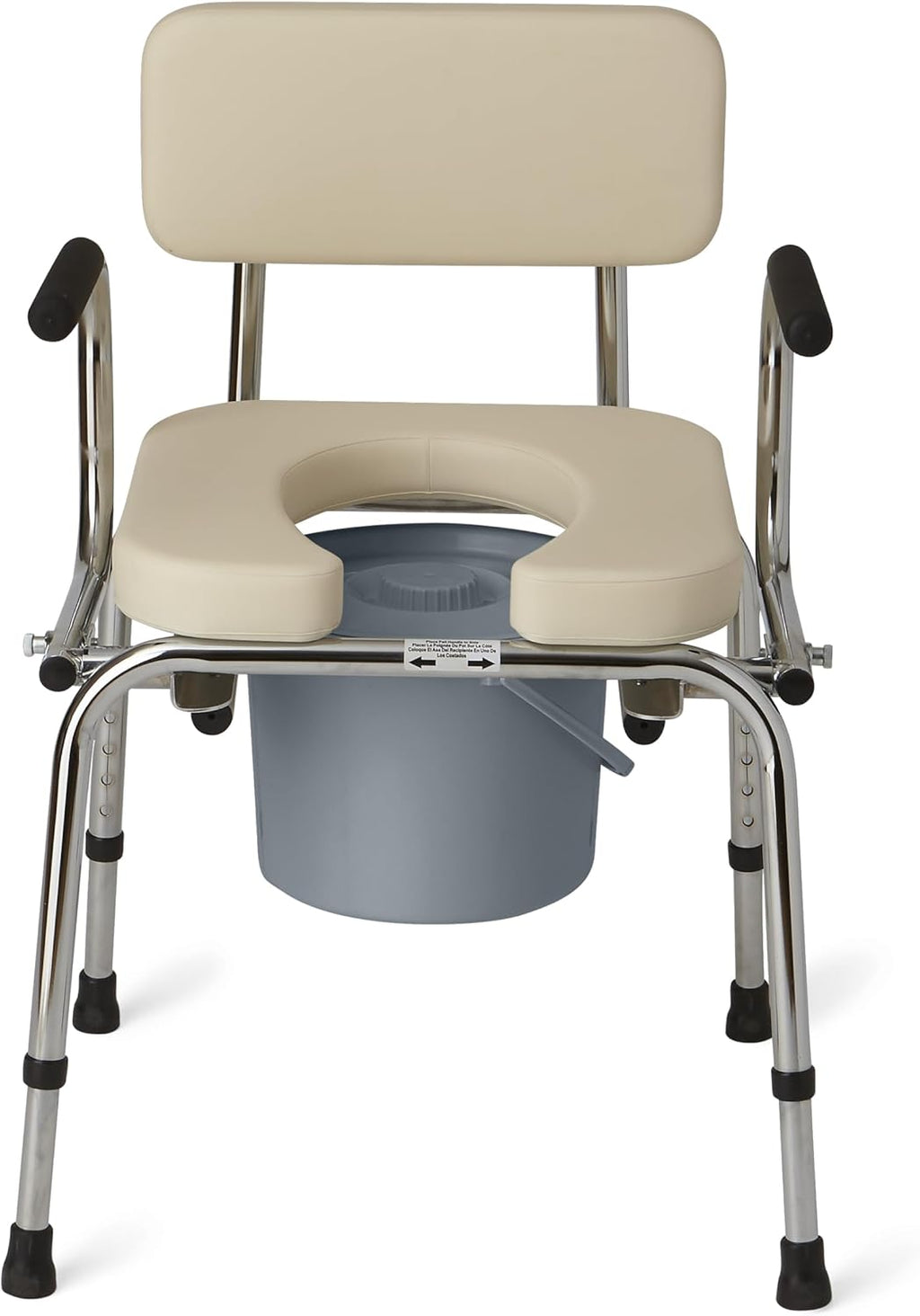 Medline Drop Arm Commode Chair with Padded Seat and Backrest, Removable Pail

