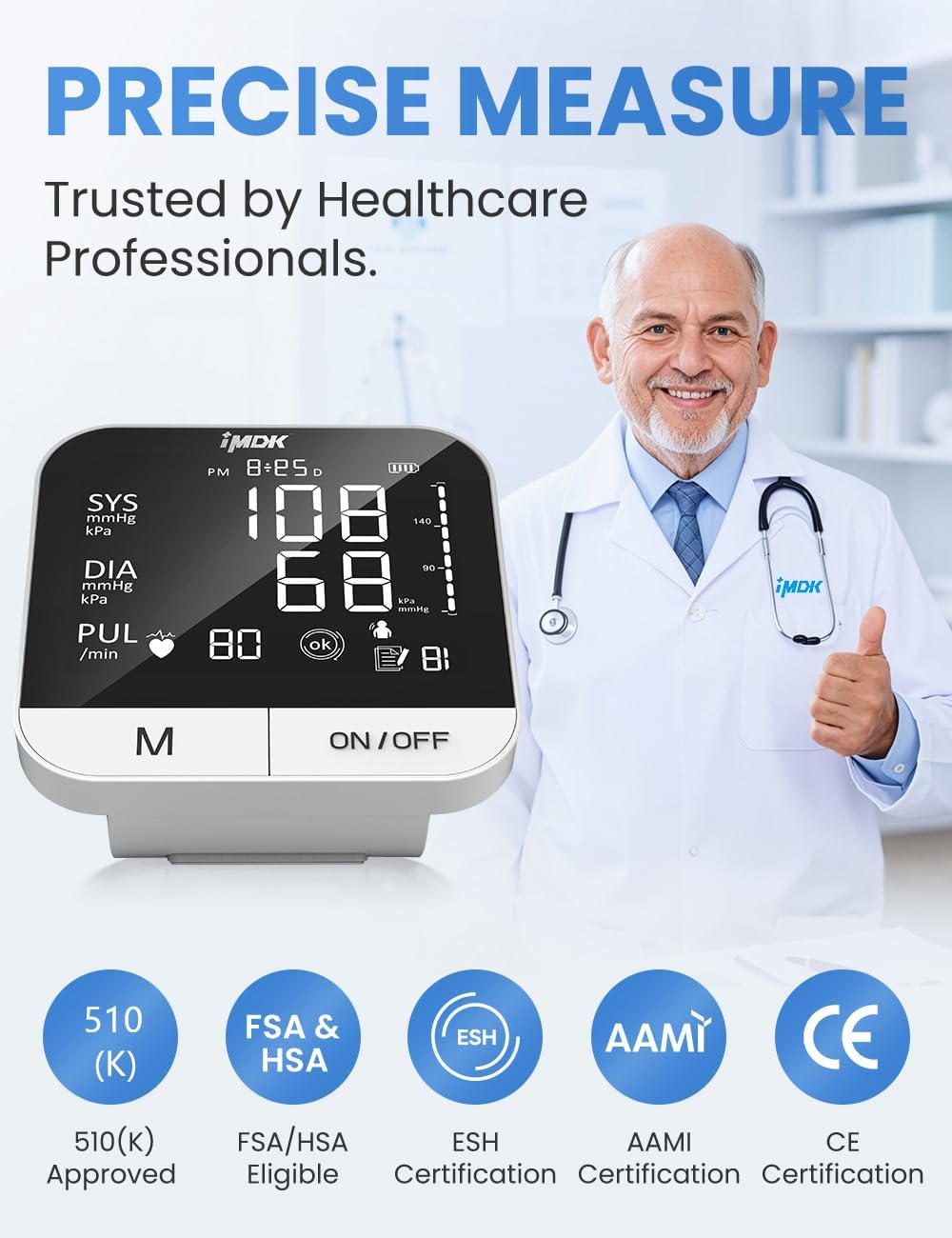 IMDK Arm Blood Pressure Monitor for Home Use with App, Automatic Cuff

