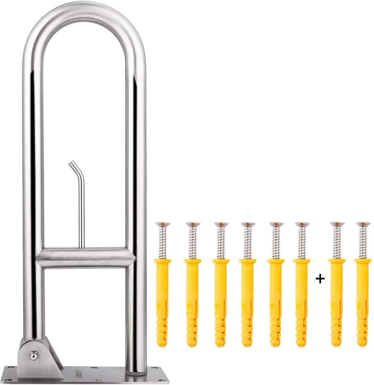 WochiTV Stainless Steel Safety Rail with Paper Holder, Flip-Up Bathroom Support

