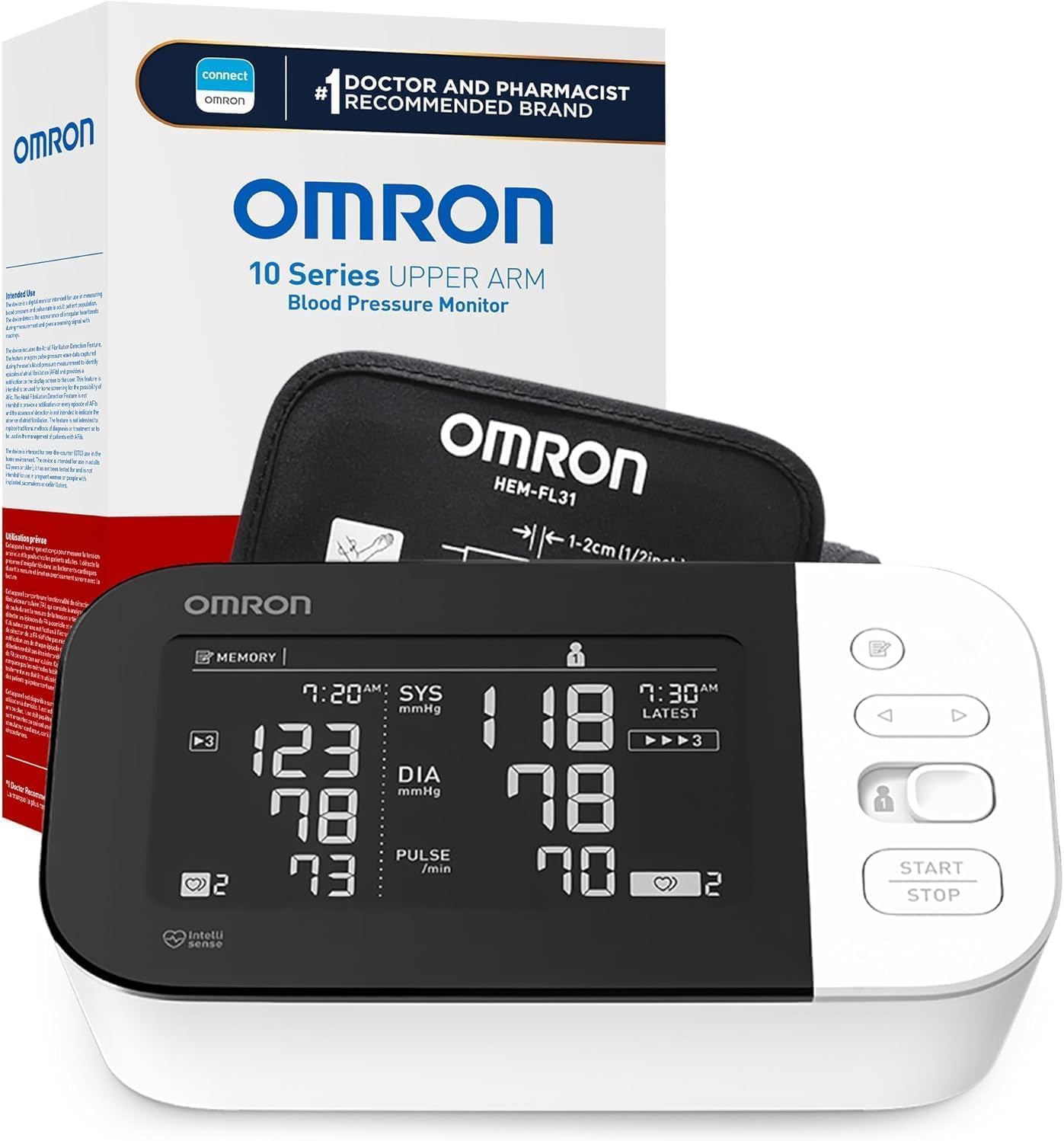 OMRON 10 Series Upper Arm Blood Pressure Monitor with Bluetooth and TruRead Technology

