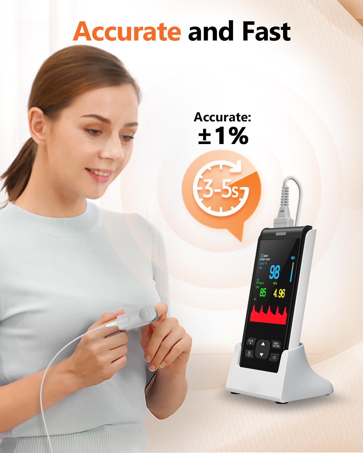 HealthTree Rechargeable Fingertip Pulse Oximeter with SpO2 and Pulse Rate Monitor

