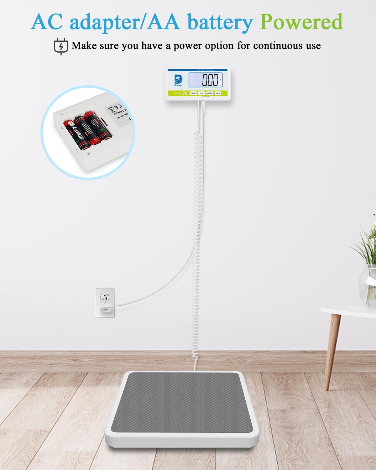 Medical Floor Scale with Digital Display, 660 lb Capacity, kg/lb/oz, AC Adapter Included

