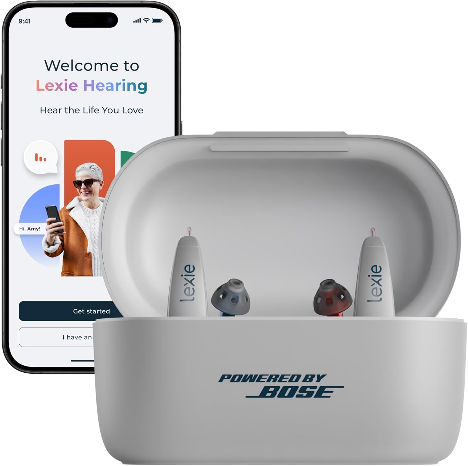 Lexie B2 Plus Powered by Bose OTC Rechargeable Hearing Aids with Charging Case

