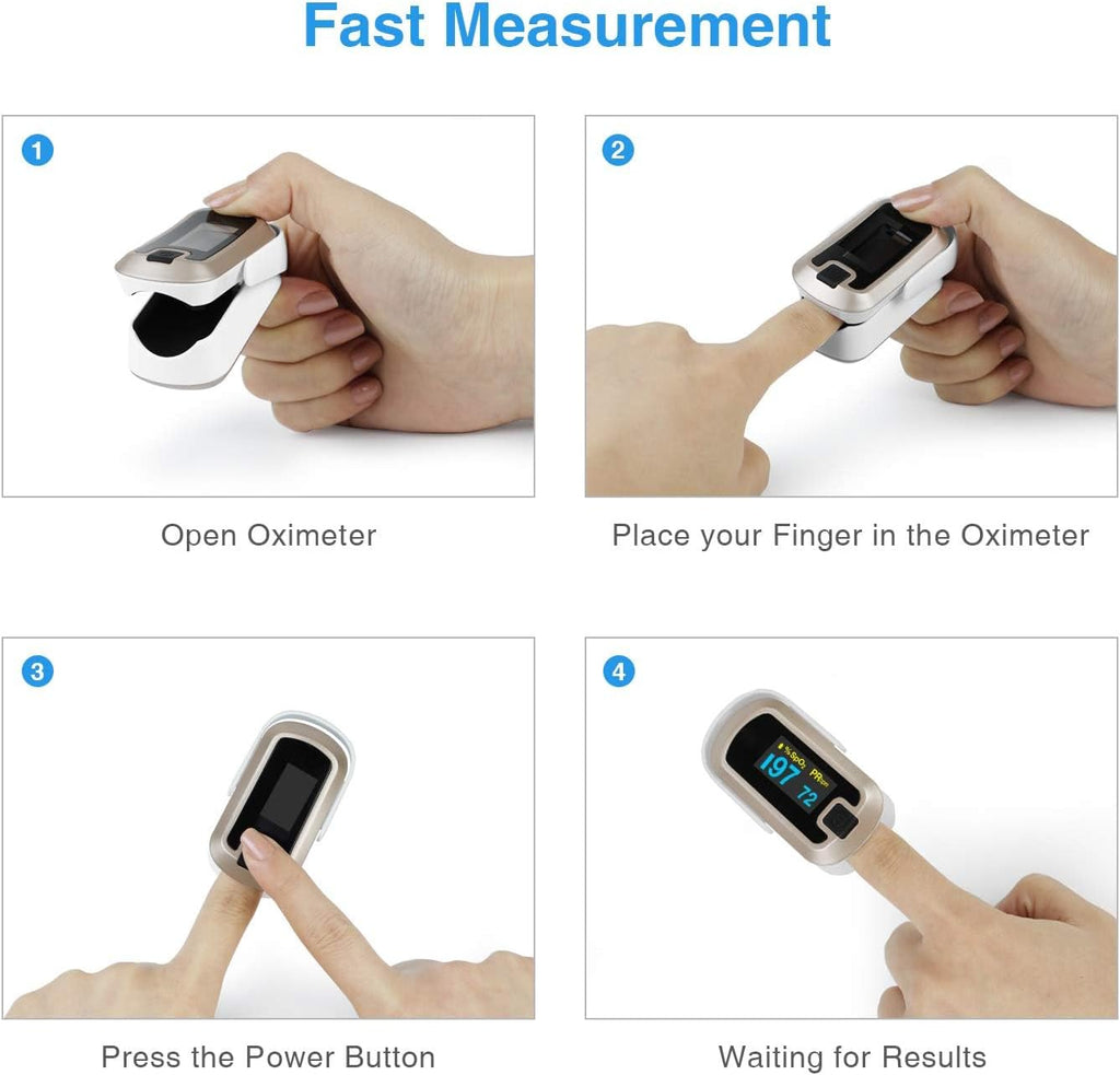 mibest OLED Finger Pulse Oximeter, O2 Meter, Dual Color White & Luxury Gold

