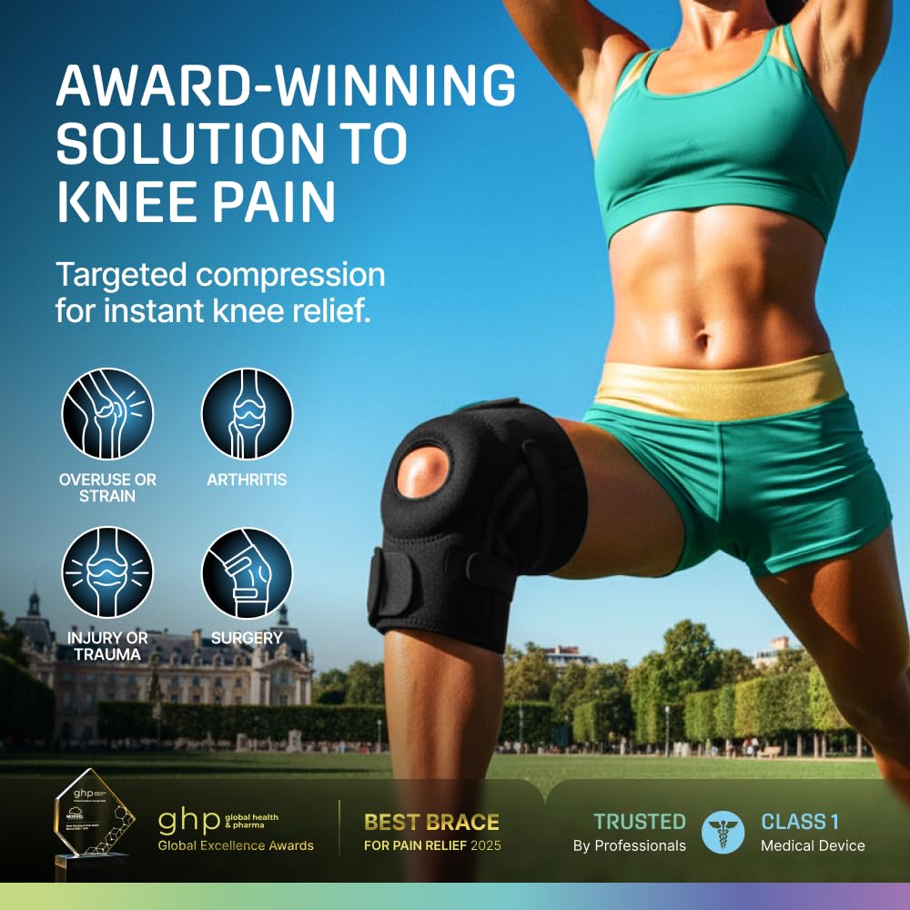 Modvel Knee Brace with Side Stabilizers and Patella Gel Pads, Compression Sleeve

