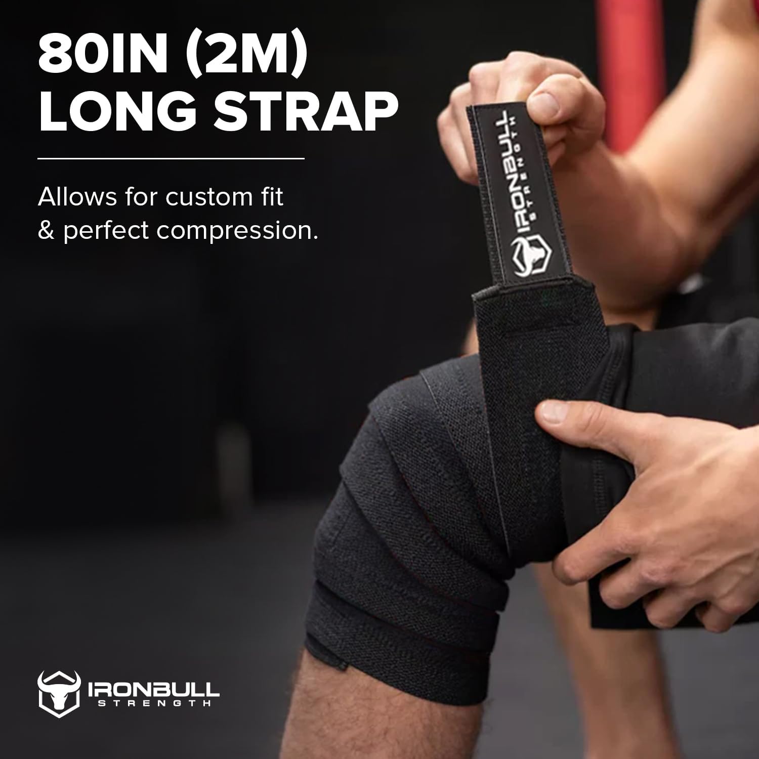 Elastic Weightlifting Knee Wraps for Squats, Powerlifting Support and Compression

