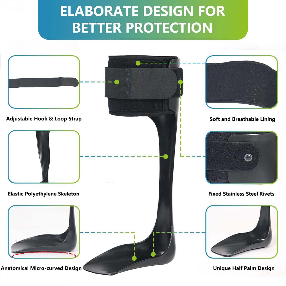 Komzer AFO Drop Foot Brace, Medical Ankle Foot Orthosis, Lightweight Support

