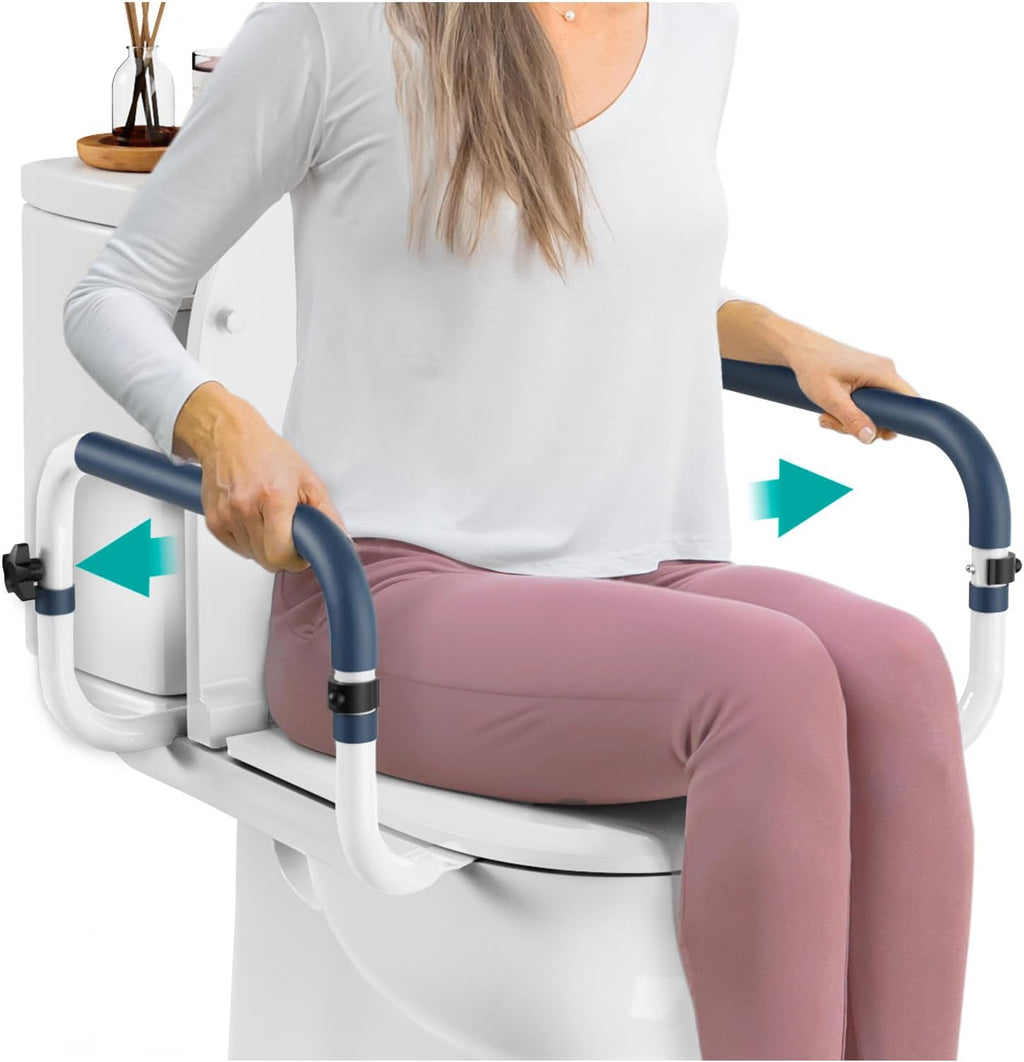 PELEGON Adjustable Toilet Safety Rails L-Shape Design, 250 lb Toilet Grab Bars

