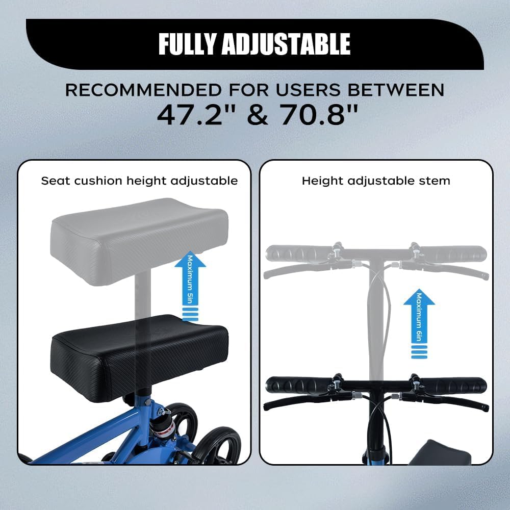 LCJ Knee Scooter Knee Walker for Adults, Foot Surgery Knee Roller with Braking

