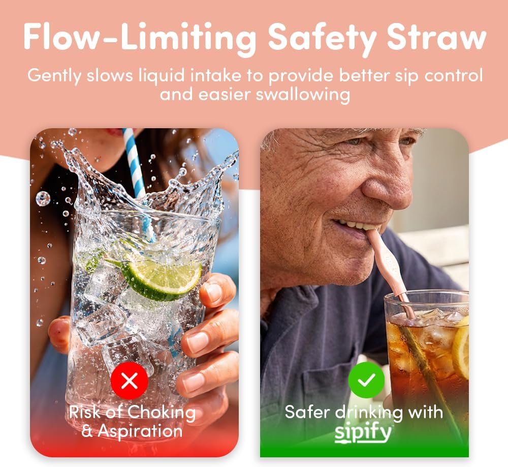 Flow-Limiting Dysphagia Safety Straw for Safe Drinking | Reusable Stainless Steel

