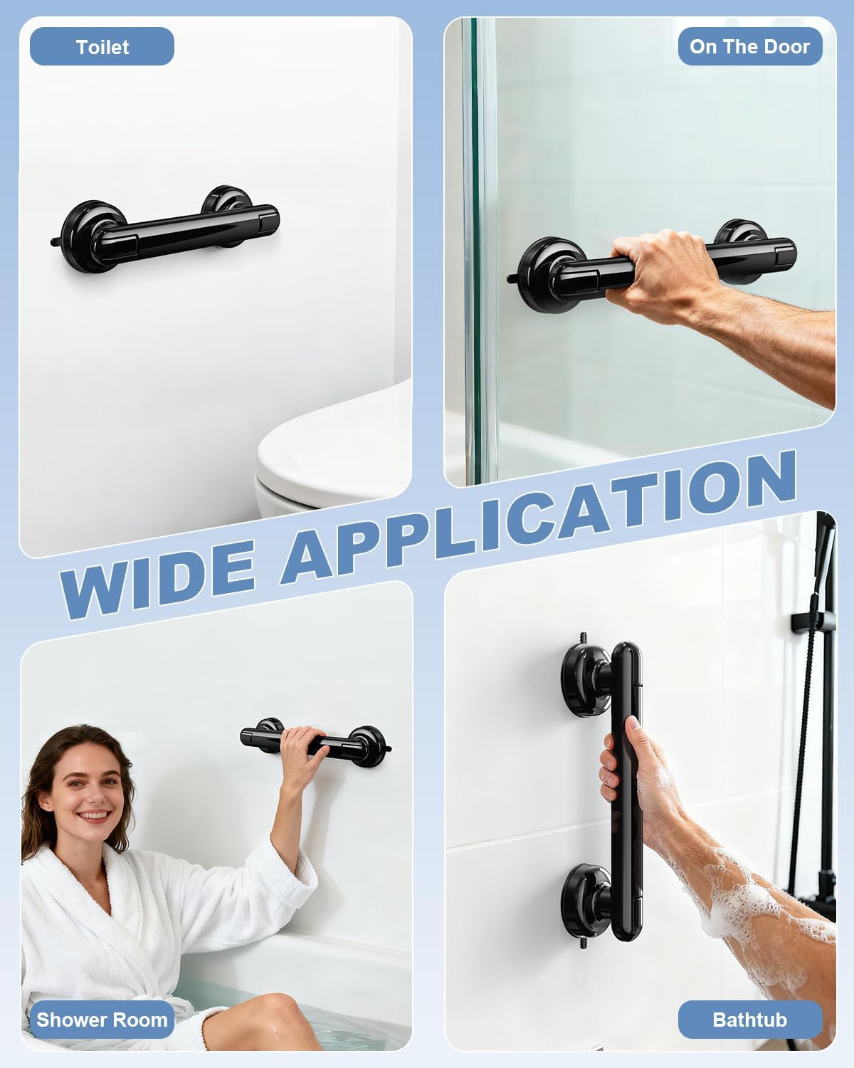 JOTPE Suction Grab Bars for Bathtubs and Showers, No Drilling, Removable


