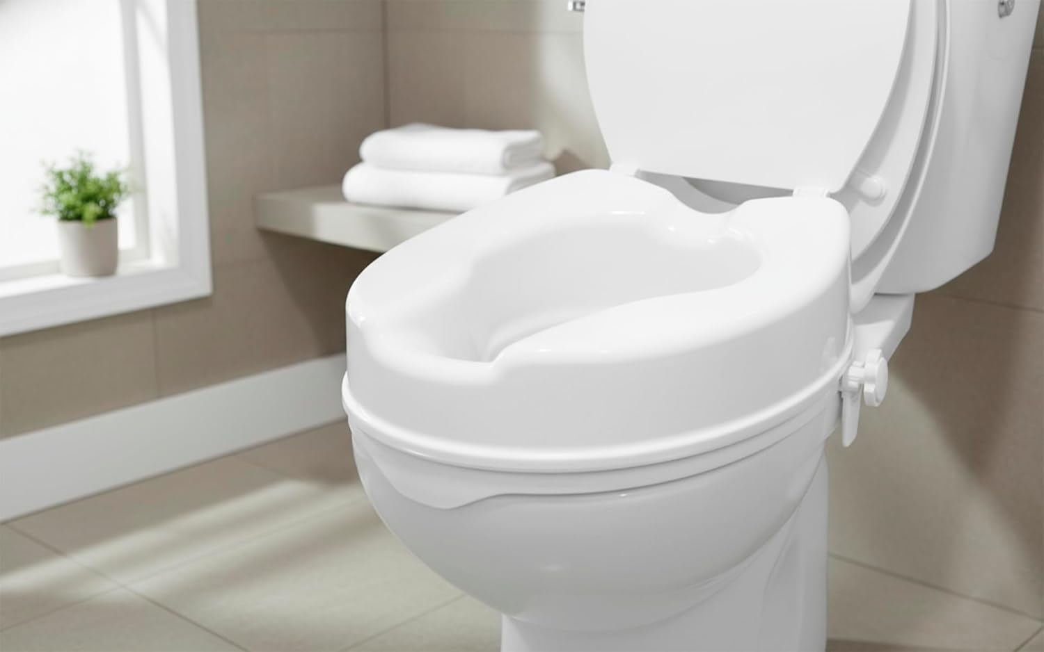 PEPE Mobility Raised Toilet Seat with Lid for Elderly, Round and Elongated

