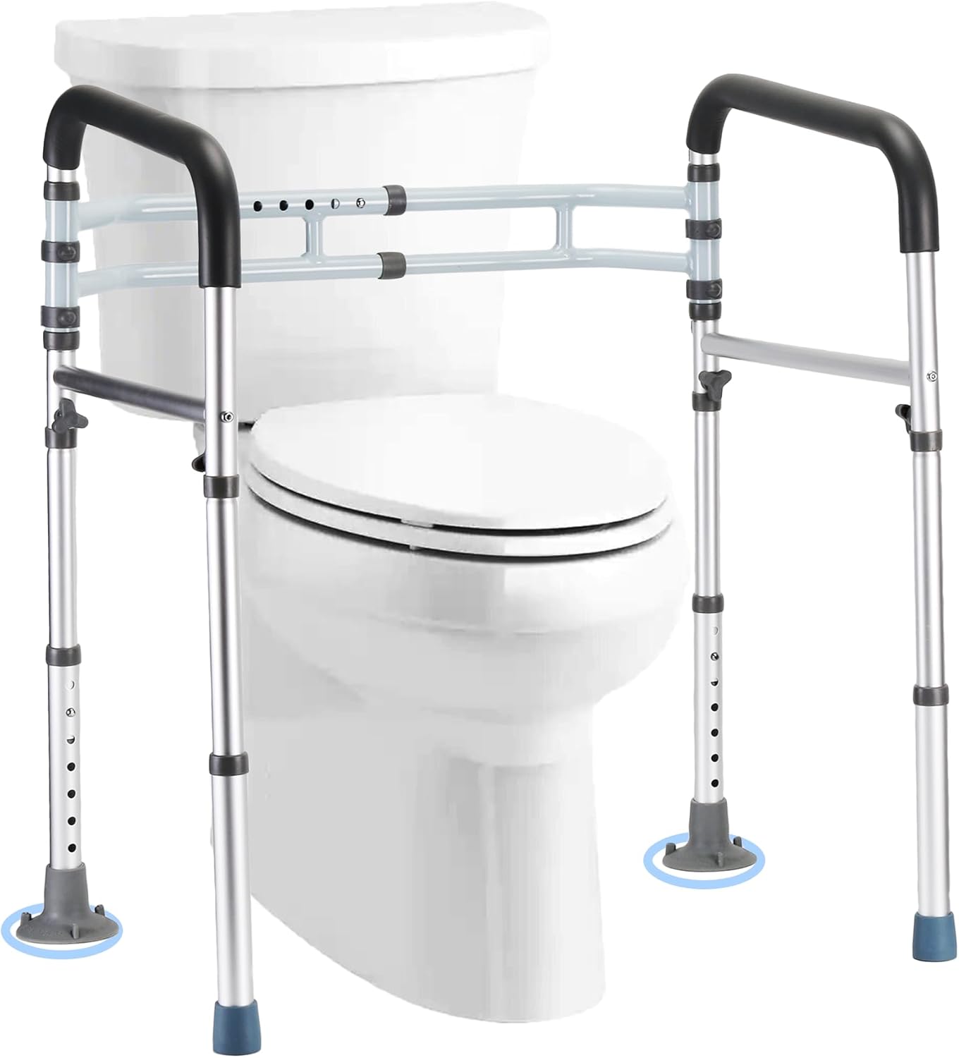 Toilet Safety Rails for Seniors, Adjustable Foldable Handle Frame, 300 lb, Suction

