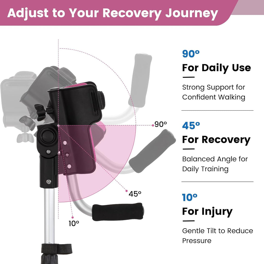 Adjustable 3-Angle Forearm Crutches for Adults, Non-Slip Rubber Tips, EVA Support

