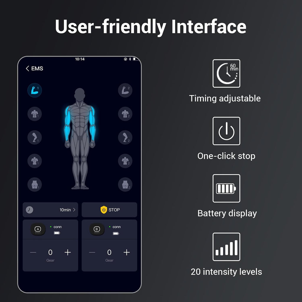 Comfytemp Wireless TENS EMS Muscle Stimulator with App Smart Dual-Mode Pain Relief

