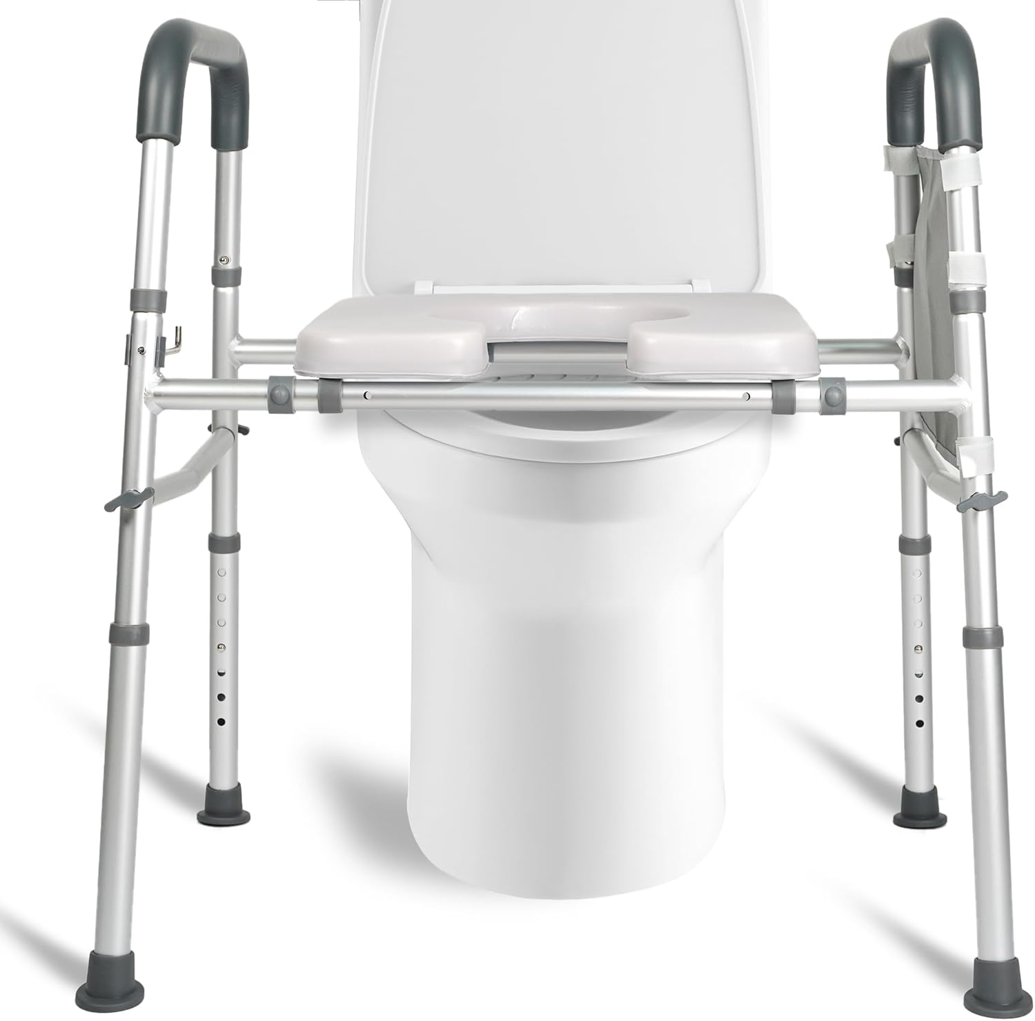 LandTale Raised Toilet Seat with Adjustable Height and Handles, 400 lb Capacity

