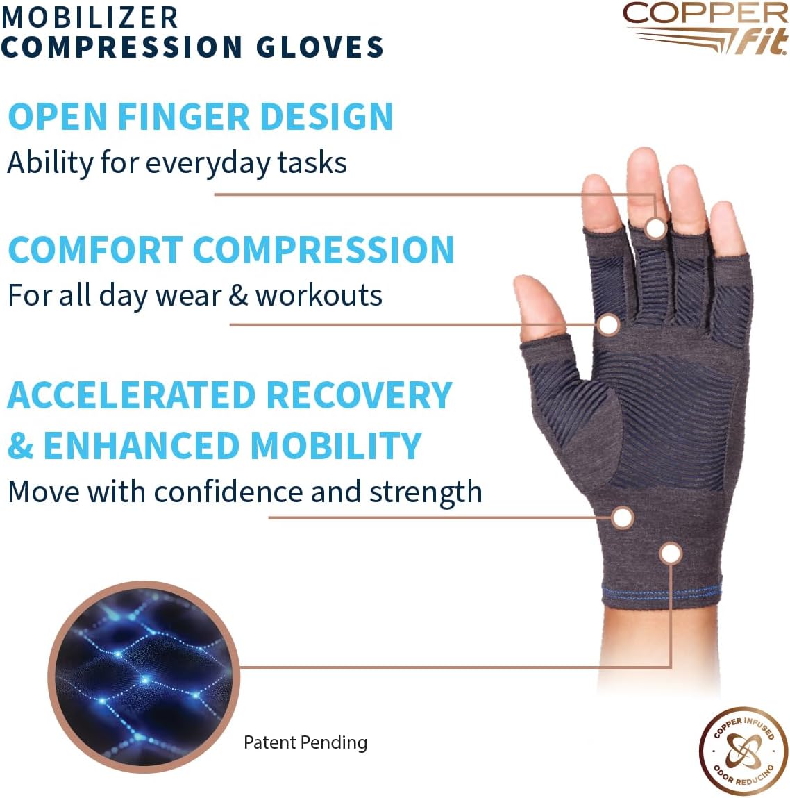 Copper Fit Mobilizer Hand Compression Gloves for Arthritis, Tendonitis & Joint Swelling

