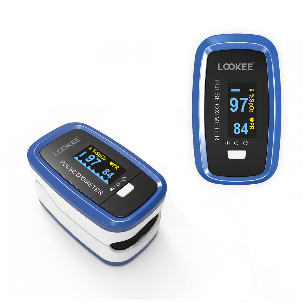 LOOKEE Deluxe Fingertip Pulse Oximeter, OLED Display, Plethysmograph Waveform

