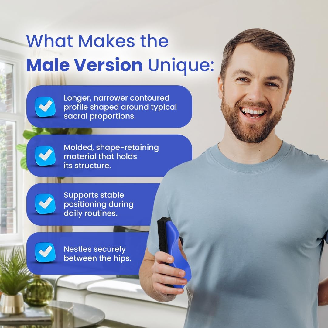 Sacro Wedgy Male Sacrum Support Wedge with Elevation Pad and Instructions


