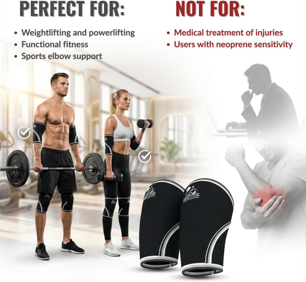 Nordic 5mm Neoprene Elbow Sleeves for Weightlifting Support & Compression, Pair

