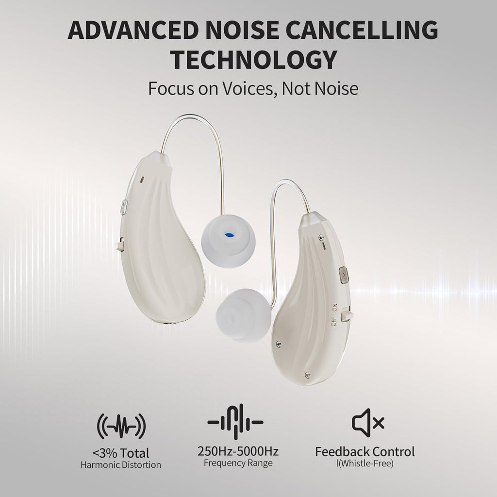 FDA Registered Invisible Rechargeable Hearing Aids for Seniors with Noise Cancelling

