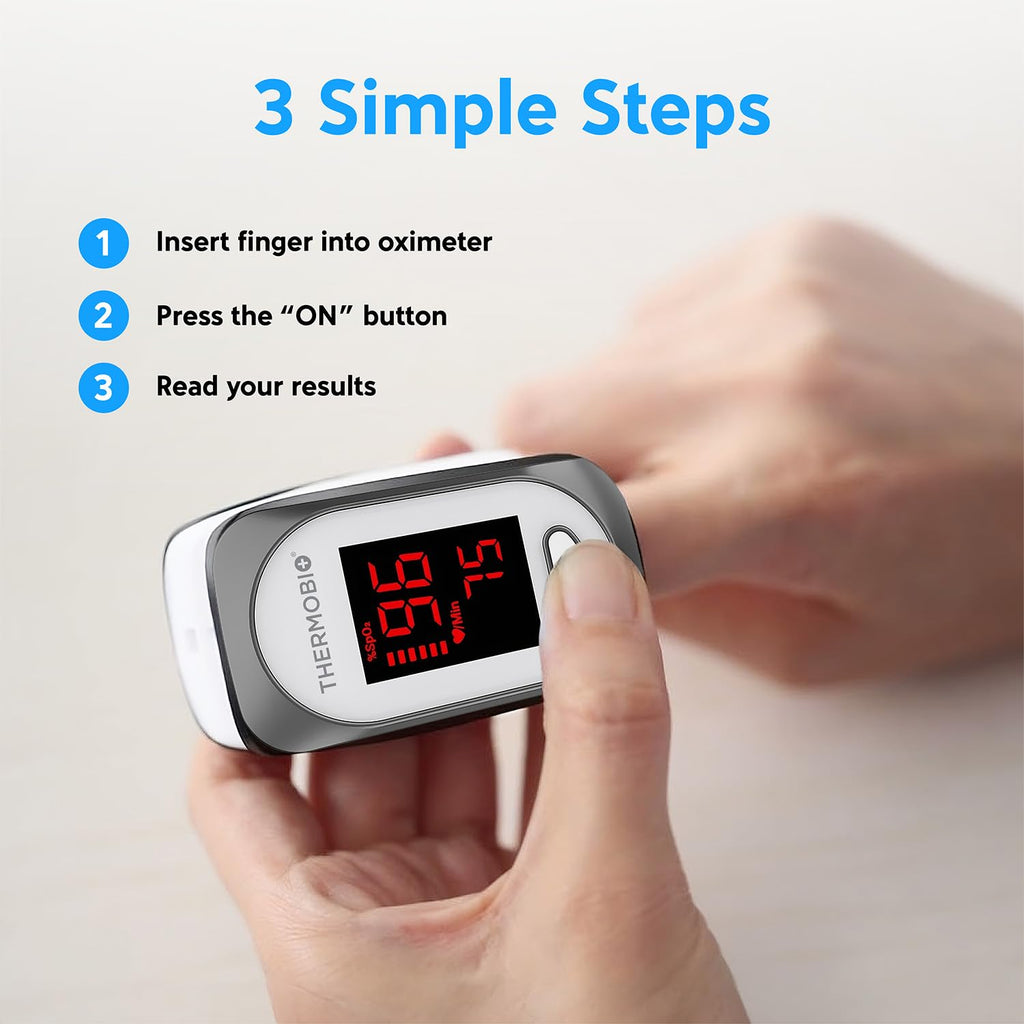 ThermoBio Fingertip Pulse Oximeter SpO2 Monitor with Clear OLED Display

