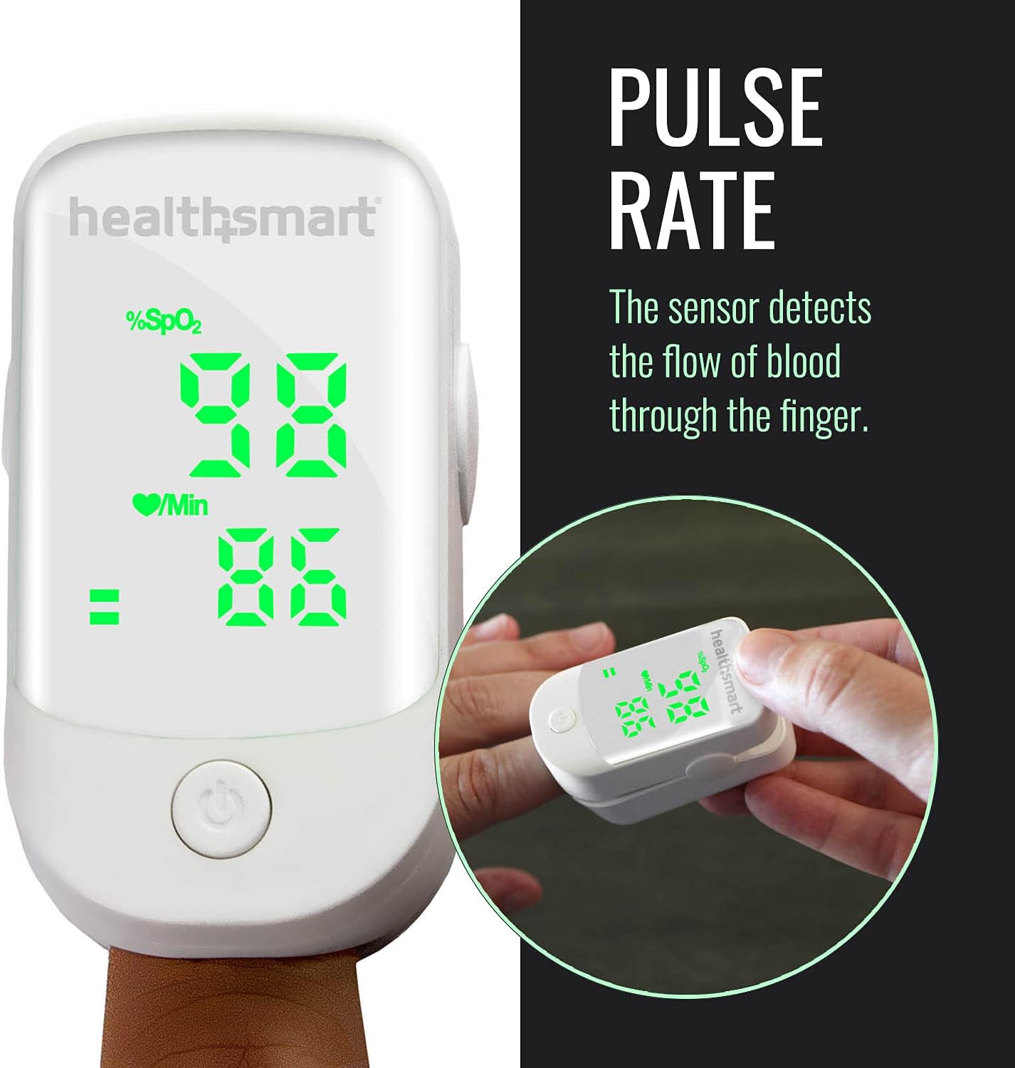 HealthSmart Fingertip Pulse Oximeter with LED Display SpO2 and Pulse Rate

