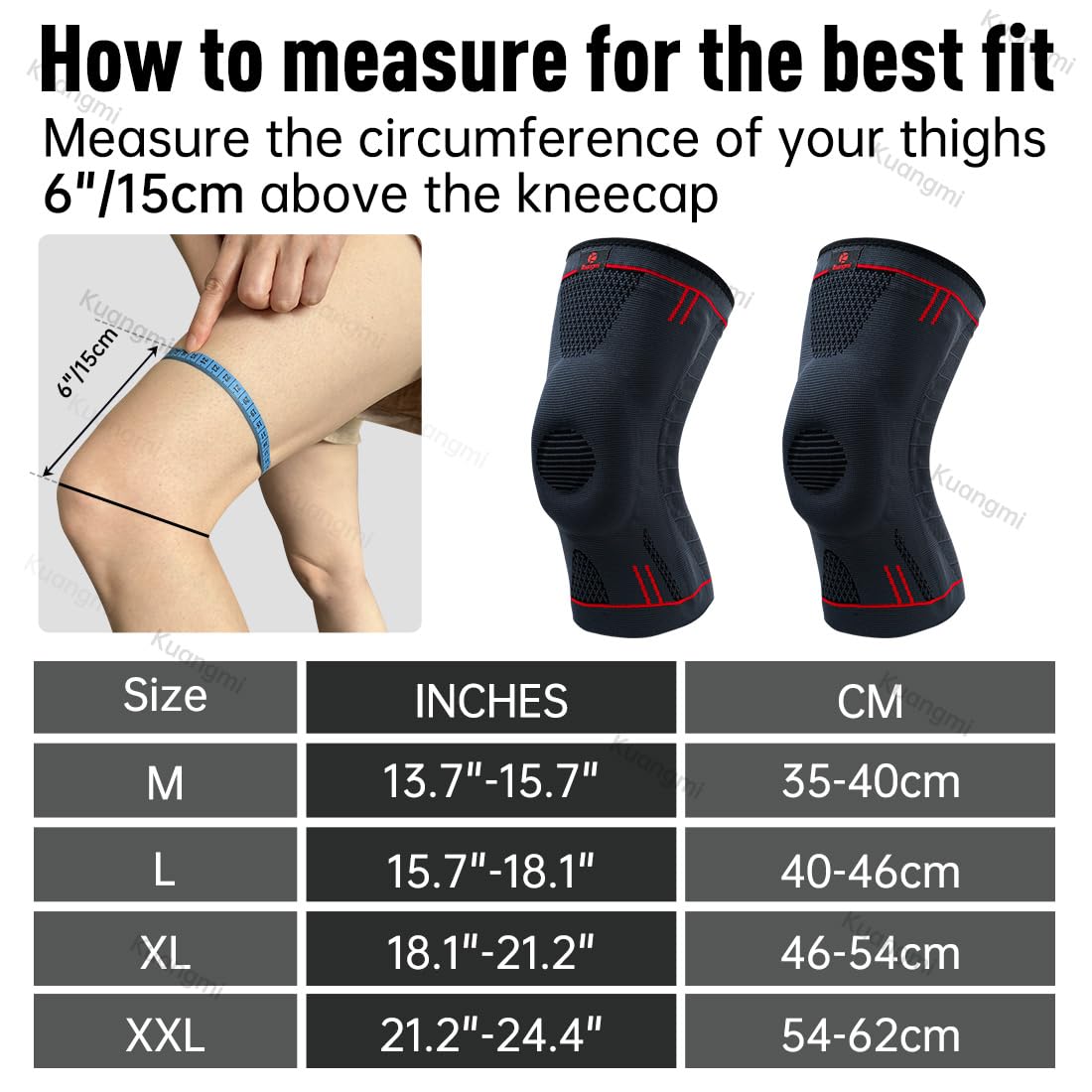 Kuangmi Knee Braces Support for Joint Pain Relief, Arthritis, Meniscus & Sports

