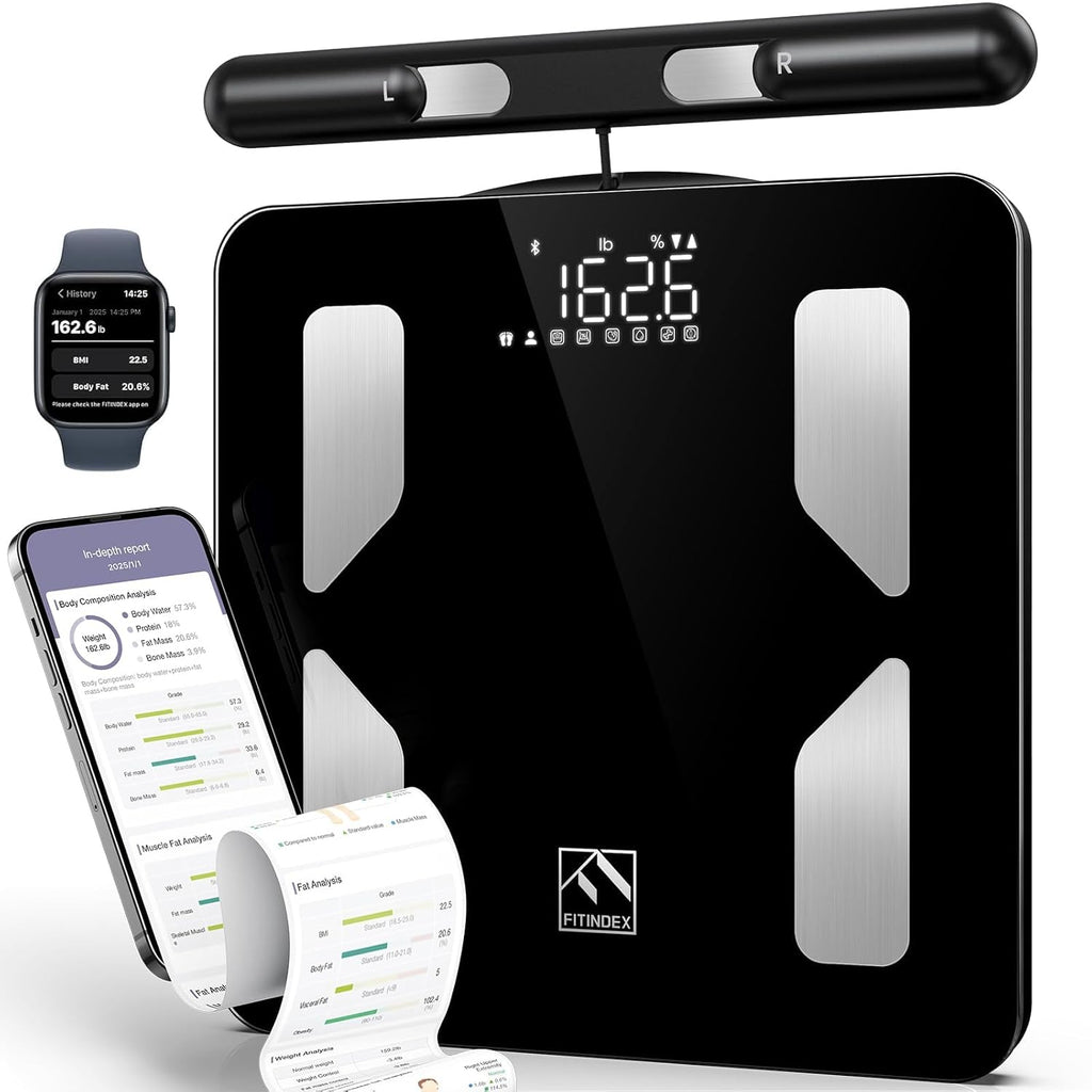 FITINDEX Smart Body Composition Scale with BMI, Body Fat, Muscle Mass, Bluetooth

