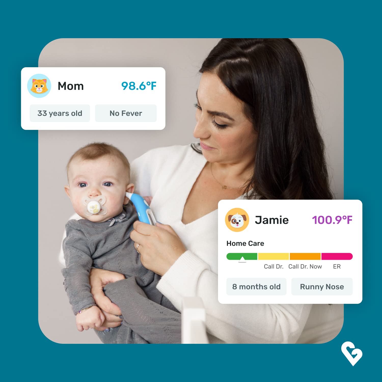 Kinsa Infrared Smart Thermometer with App Guidance for Adults, Kids and Babies

