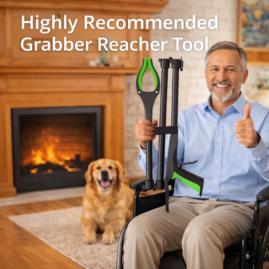 LENGENDONE Extra Long Aluminum Foldable Reacher Grabber Tool with Dual Magnet

